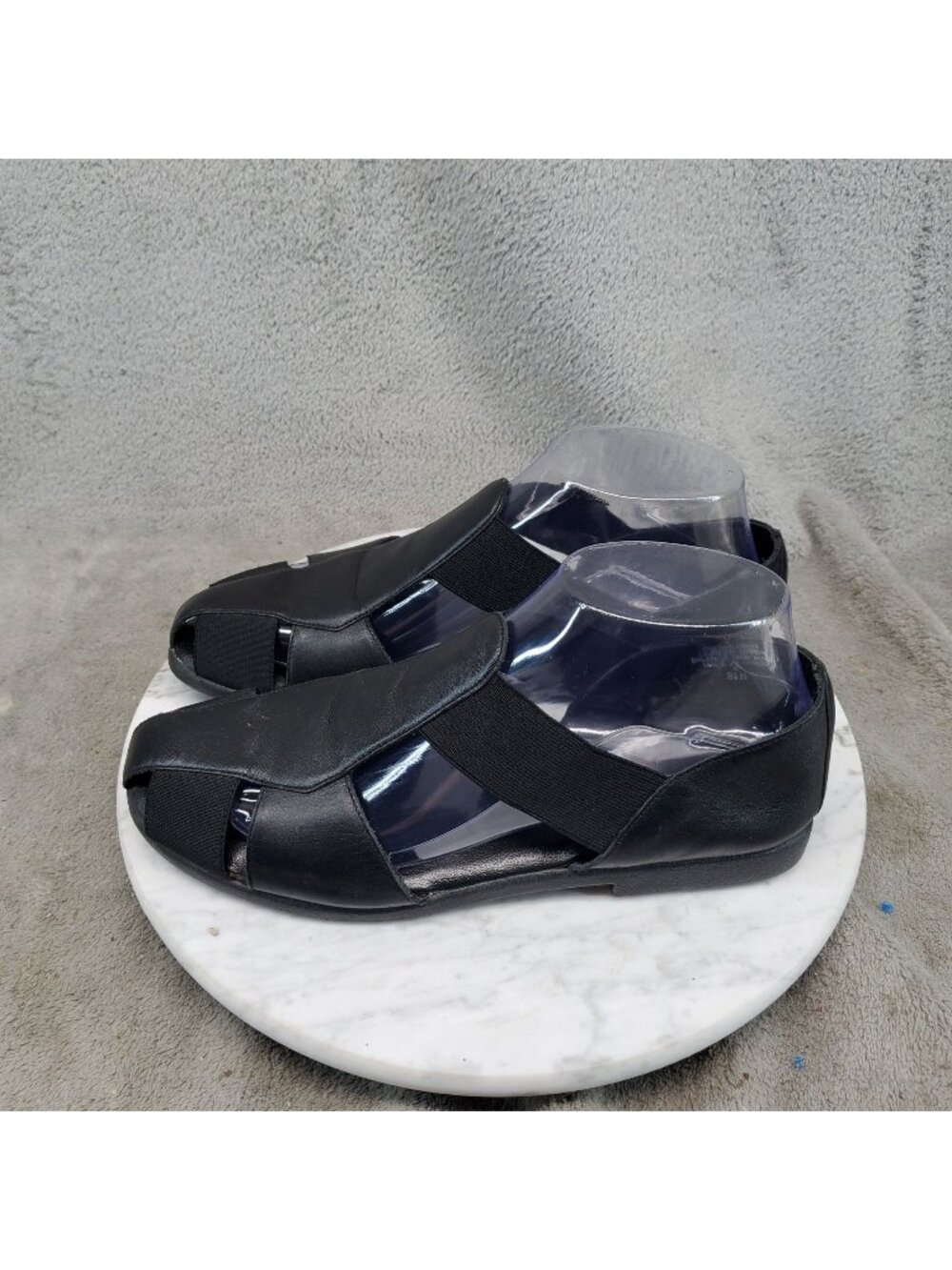 Easy Spirit Lite Shoes Womens Size 8.5 Black Leather Slip On Sandals *Read*